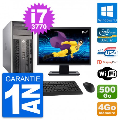 PC Tour HP Pro 6300 CMT Ecran 19" i7-3770 RAM 4Go Disque 500Go Windows 10 Wifi