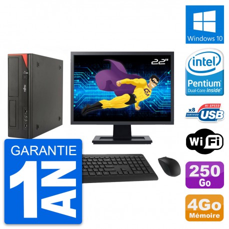 PC Fujitsu E520 DT Ecran 22" Intel G3220 RAM 4Go Disque 250Go Windows 10 Wifi