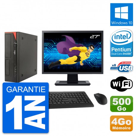 PC Fujitsu E520 DT Ecran 27" Intel G3220 RAM 4Go Disque 500Go Windows 10 Wifi