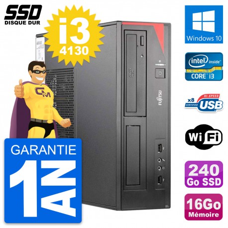 PC Fujitsu Esprimo E520 E85+ DT Intel i3-4130 RAM 16Go SSD 240Go Windows 10 Wifi