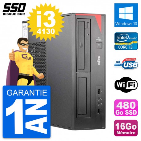 PC Fujitsu Esprimo E520 E85+ DT Intel i3-4130 RAM 16Go SSD 480Go Windows 10 Wifi