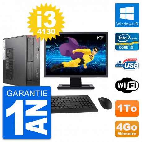 PC Fujitsu E520 DT Ecran 19" Intel i3-4130 RAM 4Go Disque 1To Windows 10 Wifi