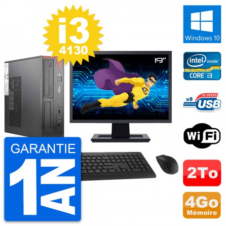 PC Fujitsu E520 DT Ecran 19" Intel i3-4130 RAM 4Go Disque 2To Windows 10 Wifi