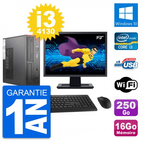 PC Fujitsu E520 DT Ecran 19" Intel i3-4130 RAM 16Go Disque 250Go Windows 10 Wifi