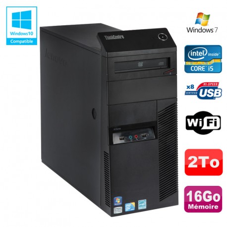 PC Tour Lenovo M90P 3282 I5-650 3.2Ghz 16Go Disque 2To Graveur DVD WIFI Win 7