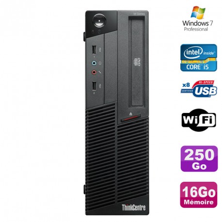 PC Lenovo Thinkcentre M90P 5864 Core i5-650 3.2GHz 16Go 250Go Graveur WIFI W7