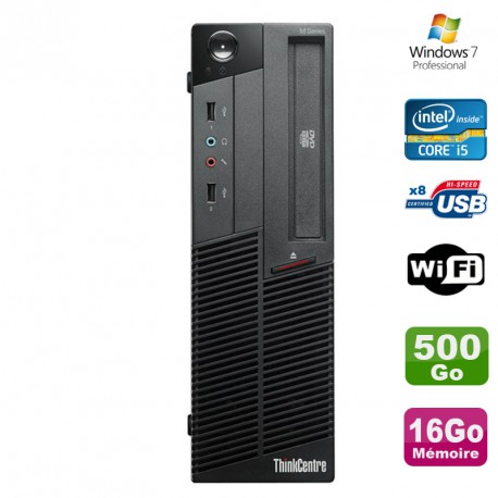 PC Lenovo Thinkcentre M90P 5864 Core i5-650 3.2GHz 16Go 500Go Graveur WIFI W7