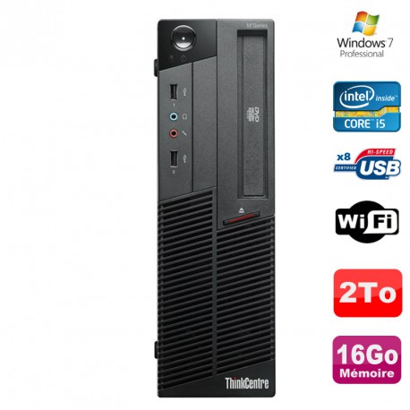 PC Lenovo Thinkcentre M90P 5864 Core i5-650 3.2GHz 16Go 2000Go Graveur WIFI W7