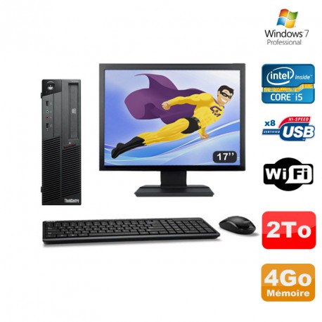 PC Lenovo M90P 5864 Core i5-650 3.2GHz 4Go 2000Go Graveur WIFI W7 + Ecran 17"