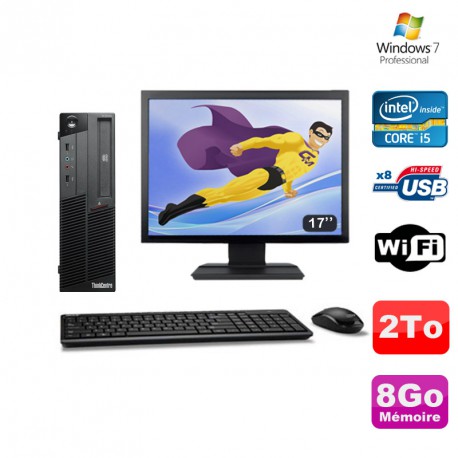 PC Lenovo M90P 5864 Core i5-650 3.2GHz 8Go 2000Go Graveur WIFI W7 + Ecran 17"