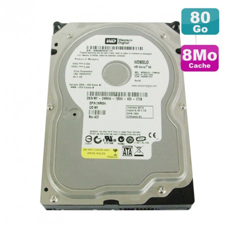 Disque Dur 80Go SATA 3.5" Western Digital Caviar SE WD800JD-75MSA3 7200RPM 8Mo