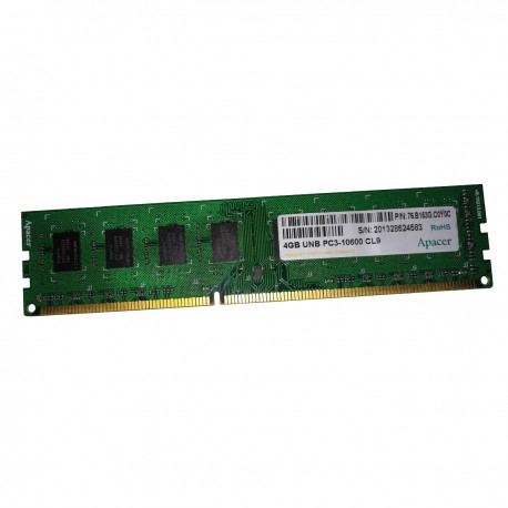 4Go RAM Apacer 76.B153G.C0Y0C DIMM DDR3 PC3-10600U 1333Mhz CL9 PC Bureau