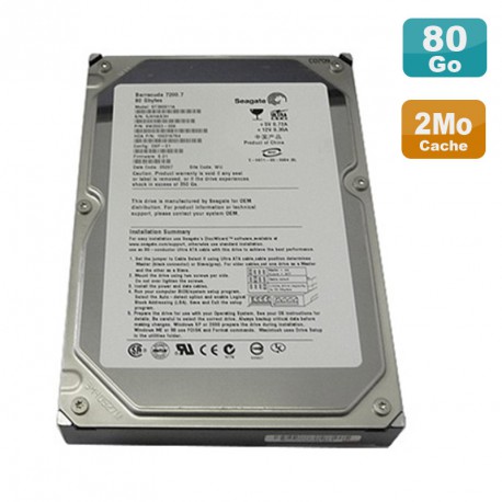 Disque Dur 80Go 3.5" IDE Seagate Barracuda 7200.7 ATA ST380011A 7200 RPM 2Mo