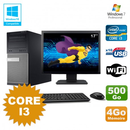 Lot PC Tour Dell 790 Intel Core I3 3.1Ghz 4Go 500Go DVD WIFI Win 7 + Ecran 17"