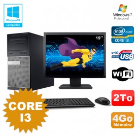 Lot PC Tour Dell 790 Intel Core I3 3.1Ghz 4Go 2To DVD WIFI Win 7 + Ecran 19"