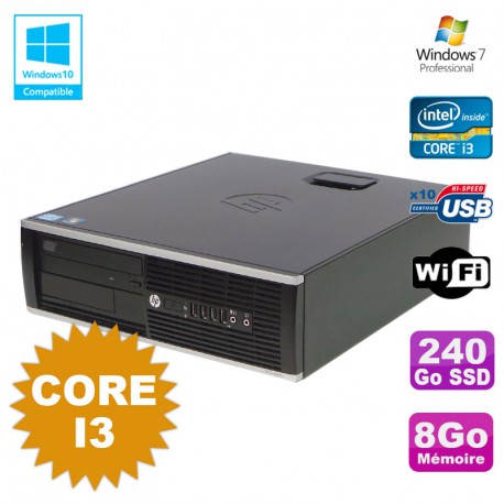 PC HP Compaq 6200 Pro SFF Core i3 3.1GHz 8Go 240Go SSD DVD WIFI W7 Pro