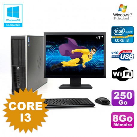 Lot PC HP Compaq 6200 Pro SFF Core i3 3.1GHz 8Go 250Go DVD WIFI W7 + Ecran 17