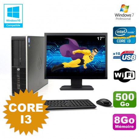 Lot PC HP Compaq 6200 Pro SFF Core i3 3.1GHz 8Go 500Go DVD WIFI W7 + Ecran 17